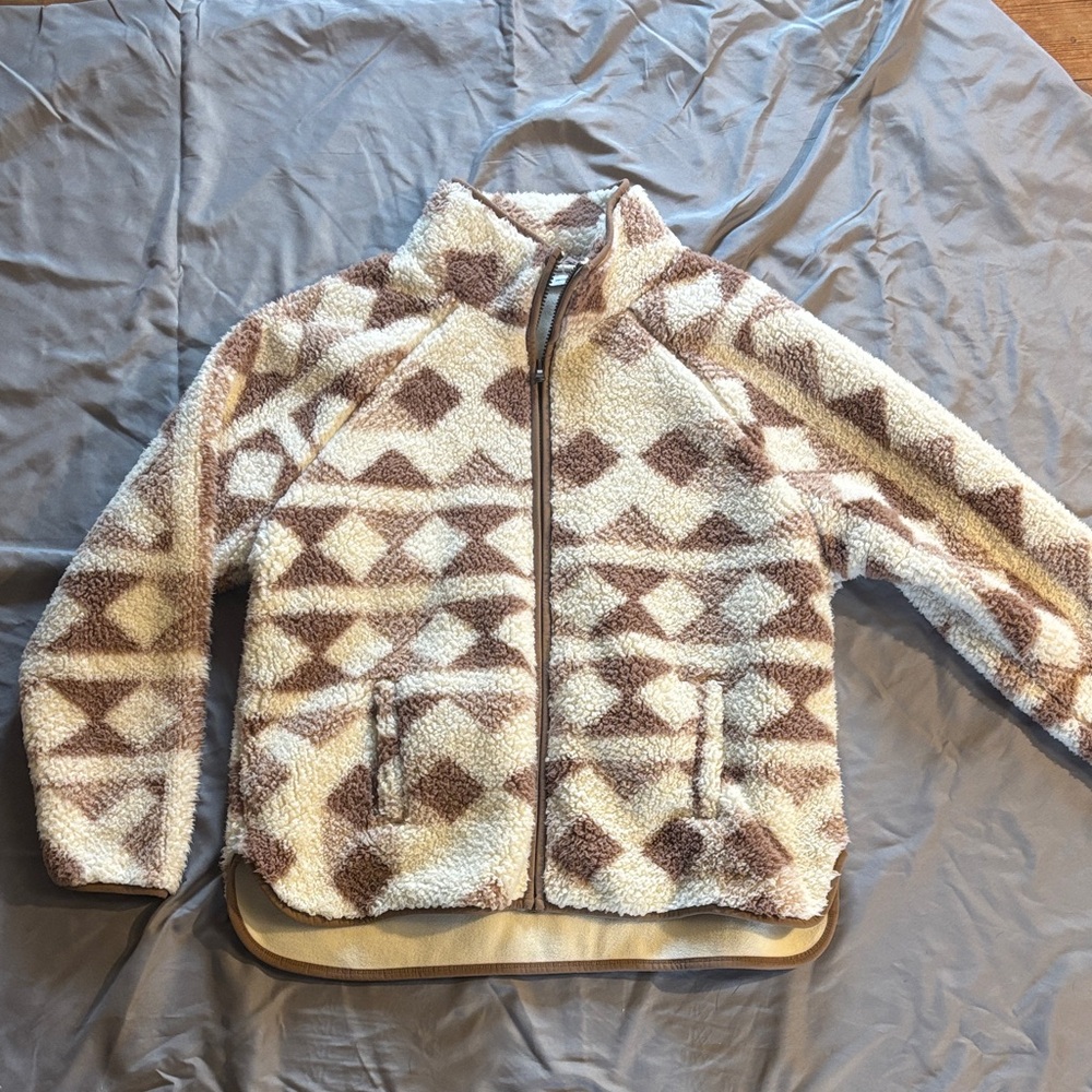 Sonoma Cream and Brown Fleece Jacket